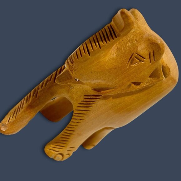 Vintage Hand Carved Wooden Elephant Trunk Up. RARE! Read Description. - Picture 4 of 8